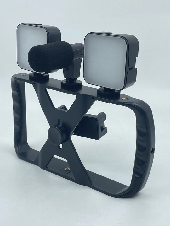 Smartfon tripod to'plami, stabilizator qafasi, 2 ta LED yoritgich, mikrofon