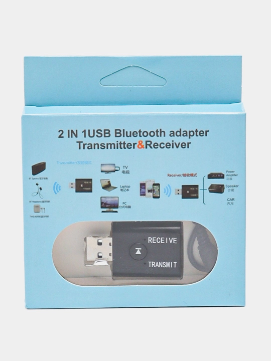 Адаптер bluetooth USB 5.0 AUX для авто, телевизора, пк