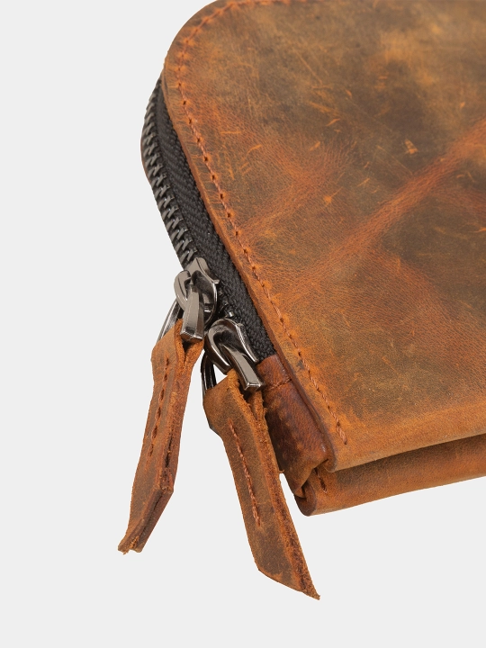Zipper, portmone, molniyali hamyon, tabiiy charm, 21×10 sm - 