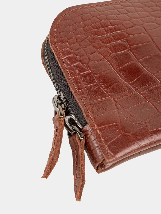 Zipper, portmone, molniyali hamyon, tabiiy charm, 21×10 sm
