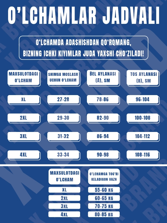 Erkaklar boksеr trusiklar to‘plami 4 dona, erkaklar ichki kiyimi, erkaklar uchun to‘plam