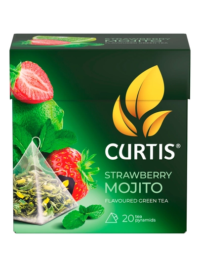 Чай Curtis "Strawberry Mojito"/"Клубничный Мохито" зел.аром.пакет 20x1,7г пирамидка — DANIHA-DFCVM17