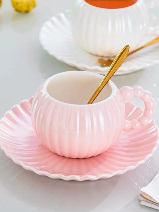 290 ml hajmli sopol choy idishi, finjon va likopcha, sovg‘a to‘plami