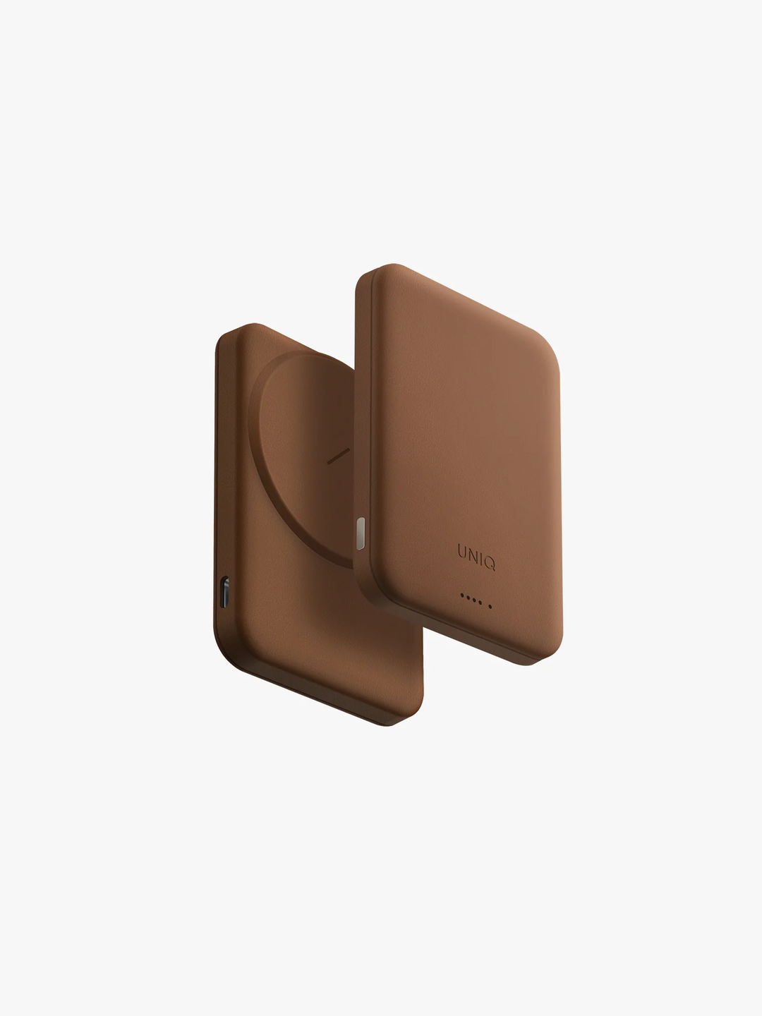 Беспроводной повербанк Uniq Lexa 5000 mA/h, кожаный power bank, MagSafe и быстрая зарядка - 