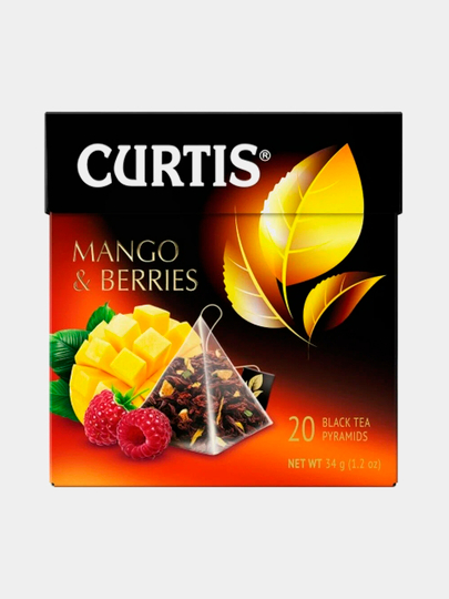 Чай Curtis "Mango & Berries"/"Манго и Ягоды" черн.аром.пакет 20x1,7г пирамидка — DANIHA-DFCVM19