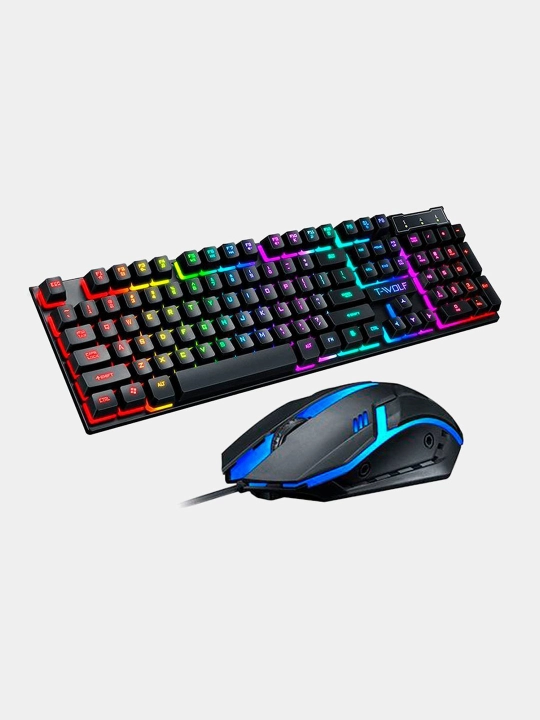 Simli mexanik klaviatura va sichqoncha, o'yin va ofis uchun RGB yoritgichli, shovqinsiz