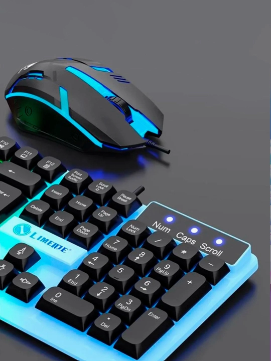 Simli mexanik klaviatura va sichqoncha, o'yin va ofis uchun RGB yoritgichli, shovqinsiz