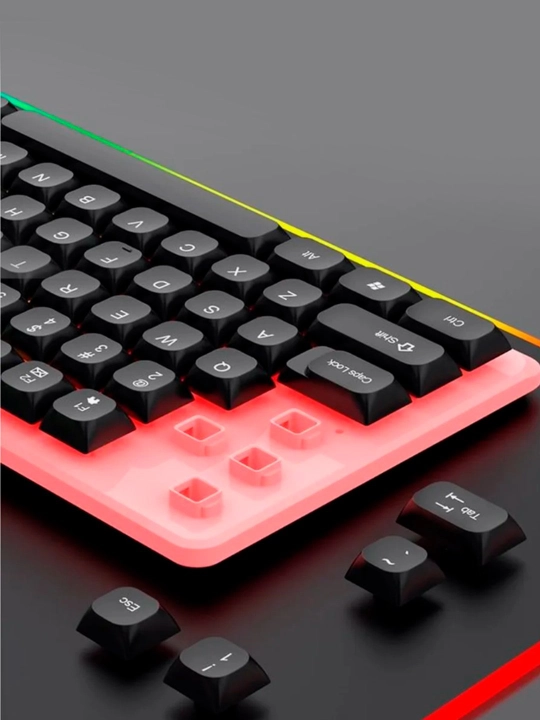 Simli mexanik klaviatura va sichqoncha, o'yin va ofis uchun RGB yoritgichli, shovqinsiz
