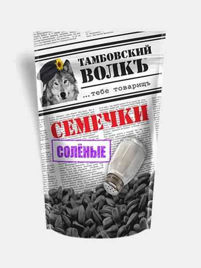 Жареные семена подсолнечника "Тамбовский волкъ", соленые, 090 гр Х 20 шт (чёрные) — AIDAVE-ZXCVB07