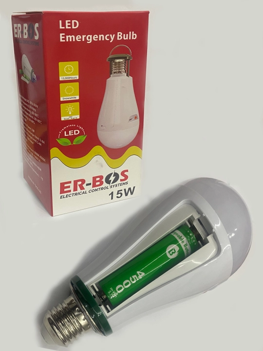 ER-BOS svetodiod favqulodda chiroq, qayta zaryadlanuvchi, E27, 15W/20W, batareykali - 