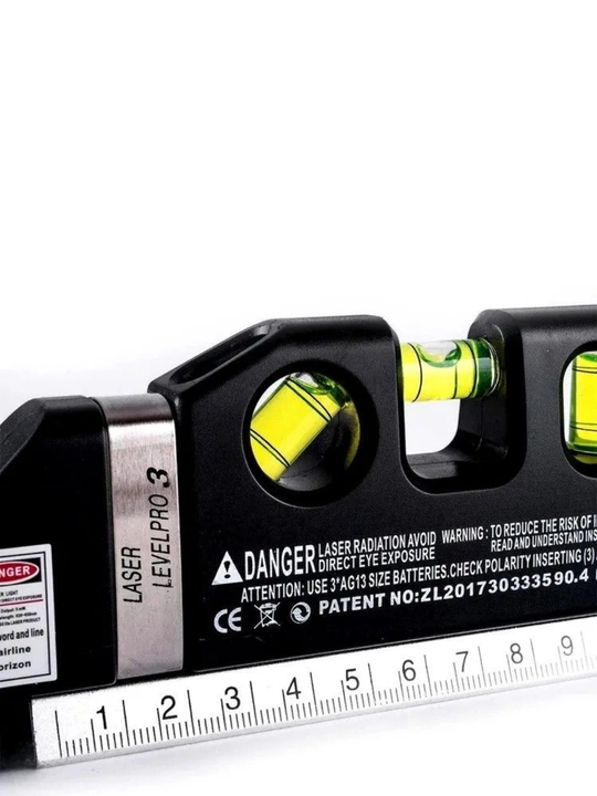 Lazer darajasi, 4 tasi 1 da: lazer, o'lchagich, lenta o'lchovi 250 sm, qabariq darajasi 3 dona