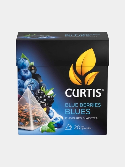 Чай Curtis "Blue Berries Blues"Ягодный Блюз,черный, ароматный, пакет 20 x 1,8 г, пирамидка — DANIHA-DFCVM18
