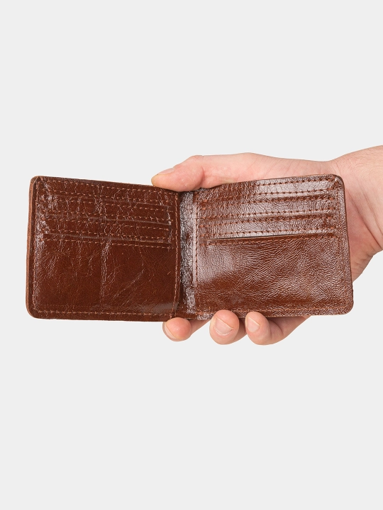 Erkaklar uchun tabiiy charmdan tikilgan turli rangdagi 22 × 12 × 9 sm li hamyon