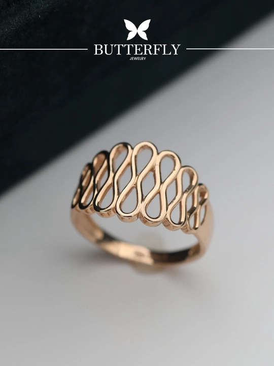Золотое кольцо и серги комплект, 7.56 г, модель B36K,золото 585 пробы, BUTTERFLY GOLD