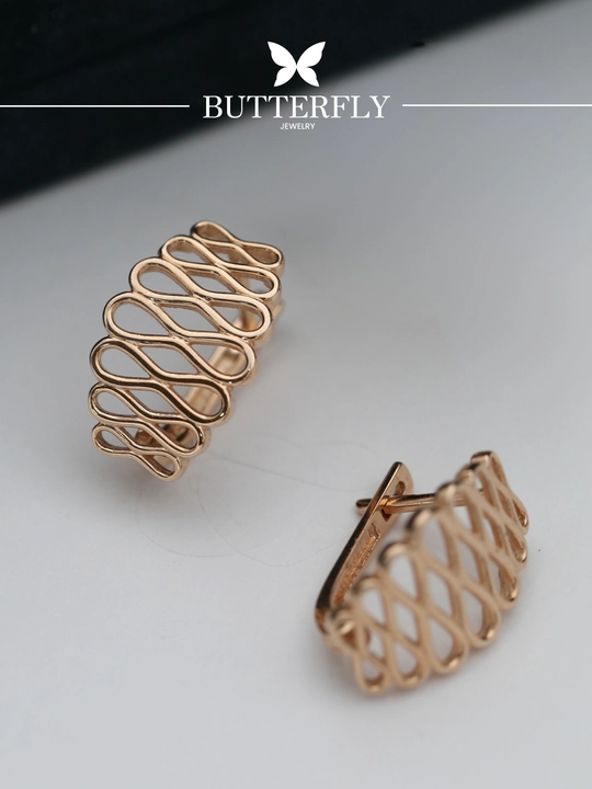 Золотое кольцо и серги комплект, 7.56 г, модель B36K,золото 585 пробы, BUTTERFLY GOLD