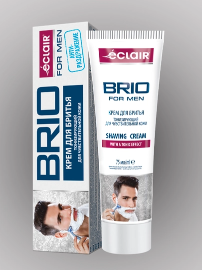 BRIO FOR MEN крем для бритья тонизирующий для чувствительной кожи, 75 мл, анти-раздражение - 