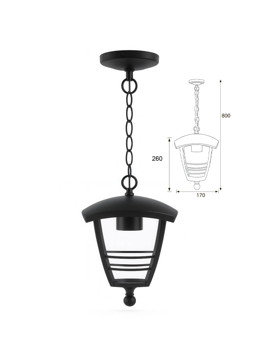 Tashqi devor chirog‘i — E27, IP44, 220–240V, max 18W LED