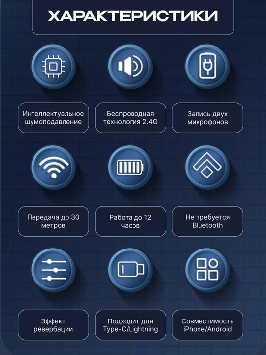 Simsiz petlichkali mikrofon, 2 tasi 1 da, iPhone va Android uchun, Lightning ulagich bilan