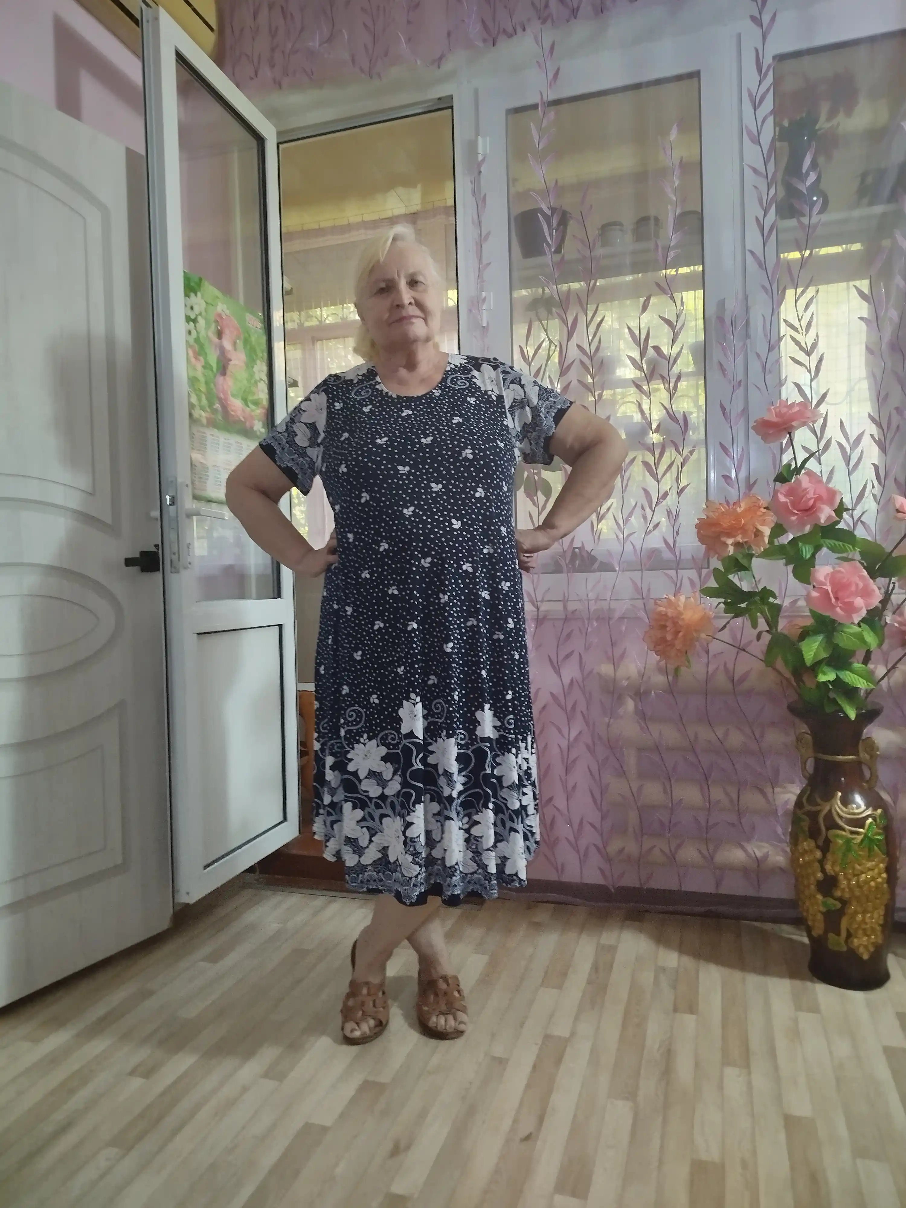 Платье больших размеров 50-60, холодок-полиэстер, свободный крой, летнее, Кыргызстан