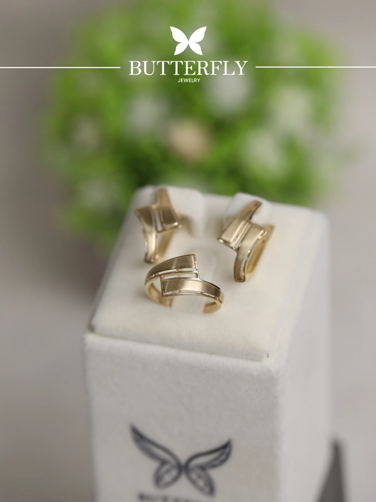 Золотое кольцо и серги комплект, 5.47 г, модель B44K, золото 585 пробы, BUTTERFLY GOLD