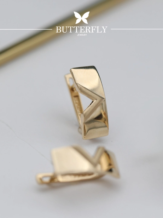 Золотое кольцо и серги комплект, 5.27 г, модель B48K,золото 585 пробы, BUTTERFLY GOLD