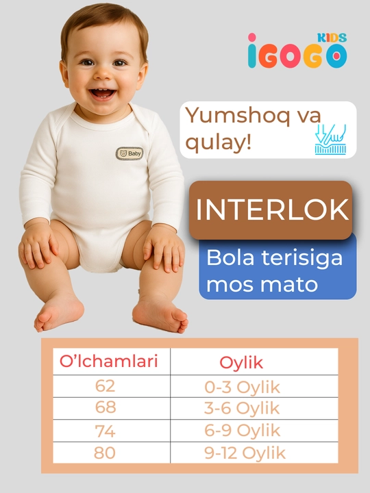 Bodi yangi tug'ilgan chaqaloqlar uchun razmer kattalashtirgich bilan: IGoGoKids