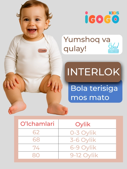 Bodi yangi tug'ilgan chaqaloqlar uchun razmer kattalashtirgich bilan: IGoGoKids