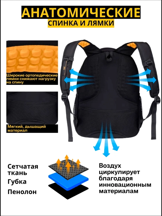 Maktab uchun erkaklar ryukzagi Caterpillar CAT 0170# — 30×38×12 sm, noutbuk uchun bo‘limli