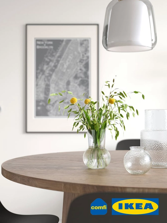 IKEA ваза из прозрачного стекла Padrag, 17 см, с рельефным орнаментом