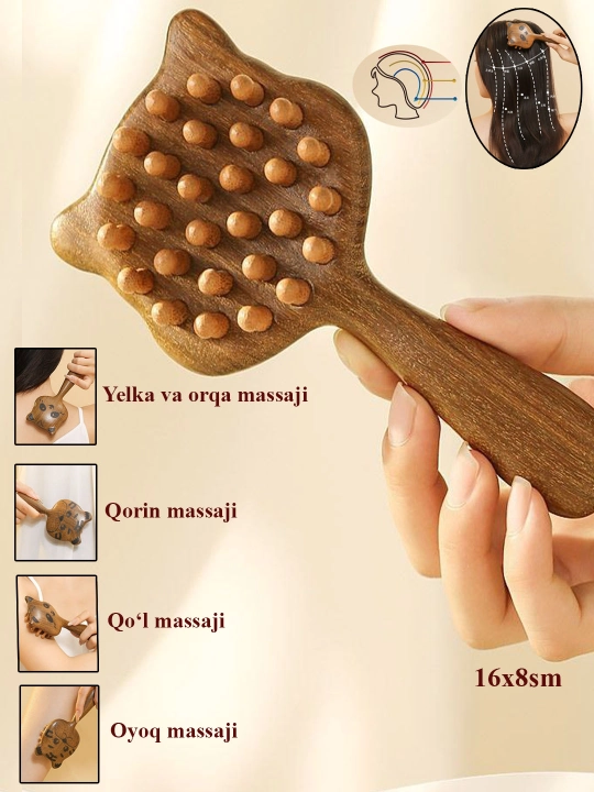 Yog‘och uqalash asbobi taroq, bosh uqalash, yuz uqalash, uqalash apparati