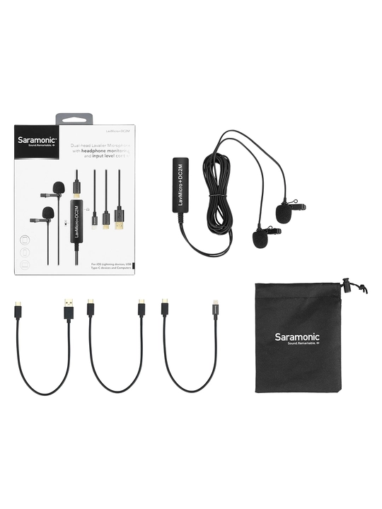 Saramonic LavMicro+DC2M — Двухканальный петличный микрофон с мониторингом для iOS ПК - 