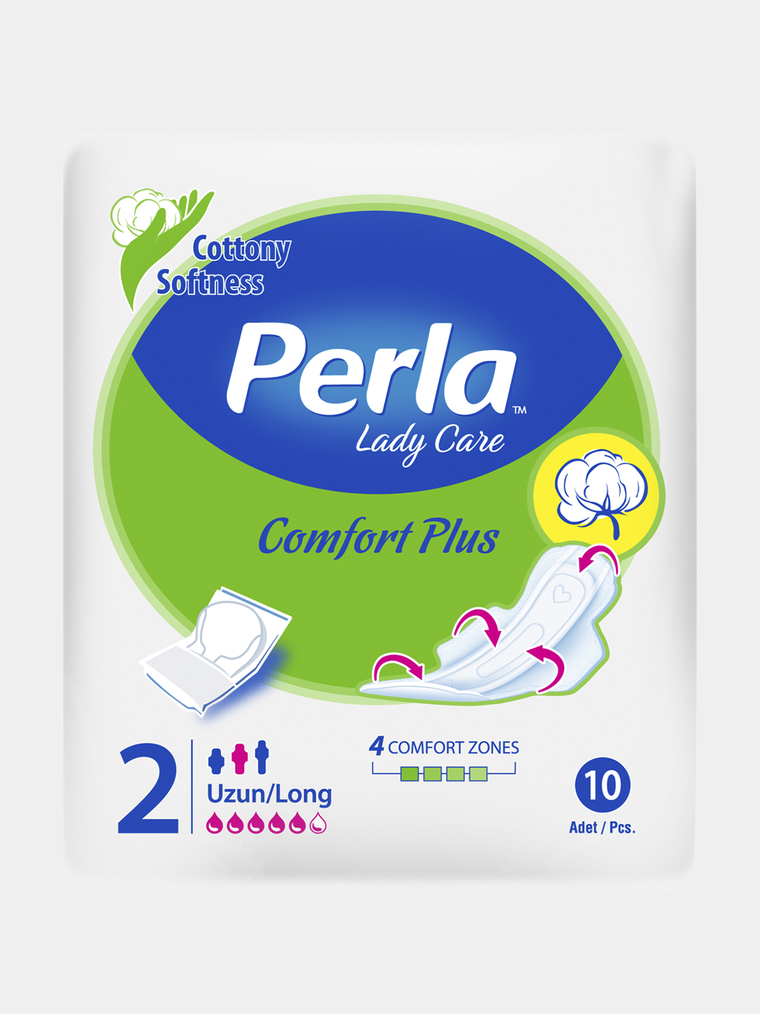 Ayollar gigiyenik prokladkalari PERLA COMFORT PLUS LONG 10 dona - 