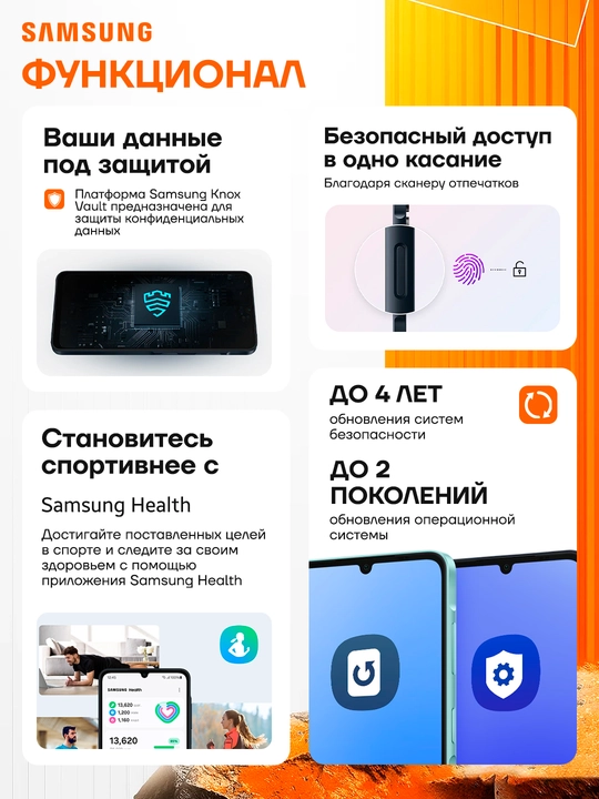 Смартфон Samsung Galaxy A07, 6.7" дюймовый дисплей, 90Hz, 50 Мп камера, IP54 Защита