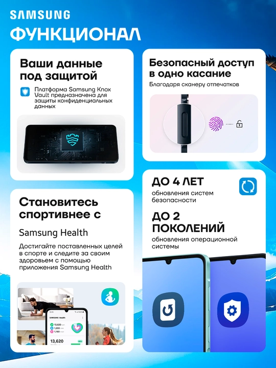 Смартфон Samsung Galaxy A07, 6.7" дюймовый дисплей, 90Hz, 50Мп камера, IP54 Защита