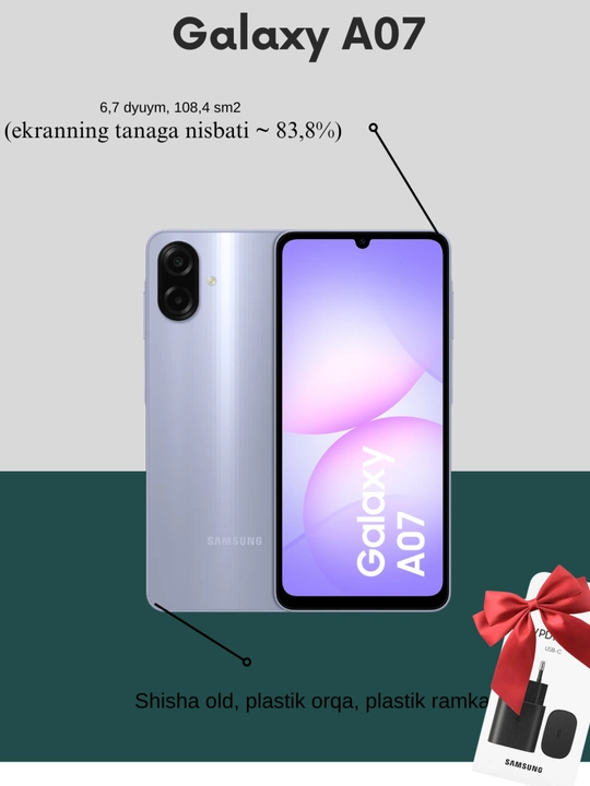Смартфон Samsung Galaxy A07, 2025 года, IP54, PLS LCD, 90 Гц, FM-радио, 4/128, черный - 