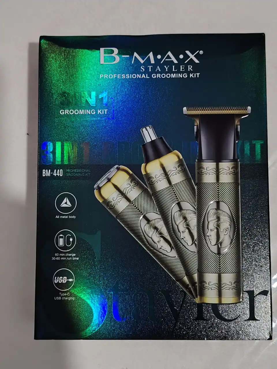 3 tasi 1 da B-MAX BM-440 trimmer, soch, soqol va burun tuki oluvchi