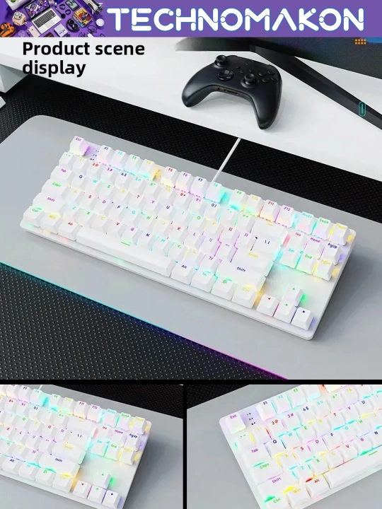 Mexanik klaviatura AK87 Red axis, usb o'yin uchun, RGB - 