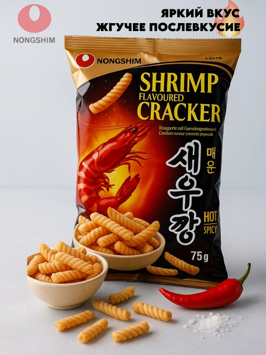 Чипсы Shrimp Cracker Hot, 75 г - 