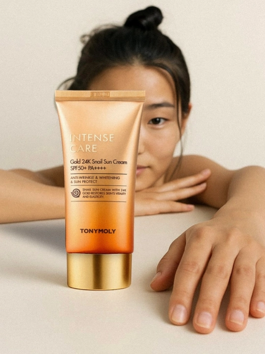 Солнцезащитный крем для лица TONYMOLY Intense Care Gold Snail Sun Cream, 50 мл, SPF50+
