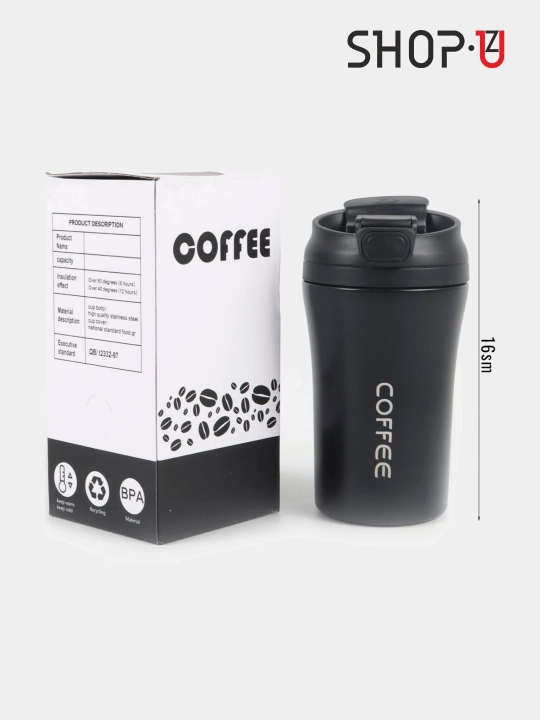 Choy va qahva uchun zanglamaydigan po'latdan tayyorlangan termosli krujka, 520 ml gacha