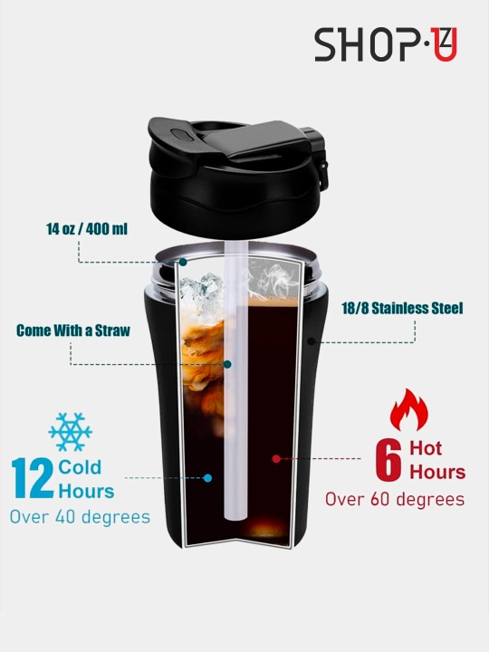 Choy va qahva uchun zanglamaydigan po'latdan tayyorlangan termosli krujka, 520 ml gacha