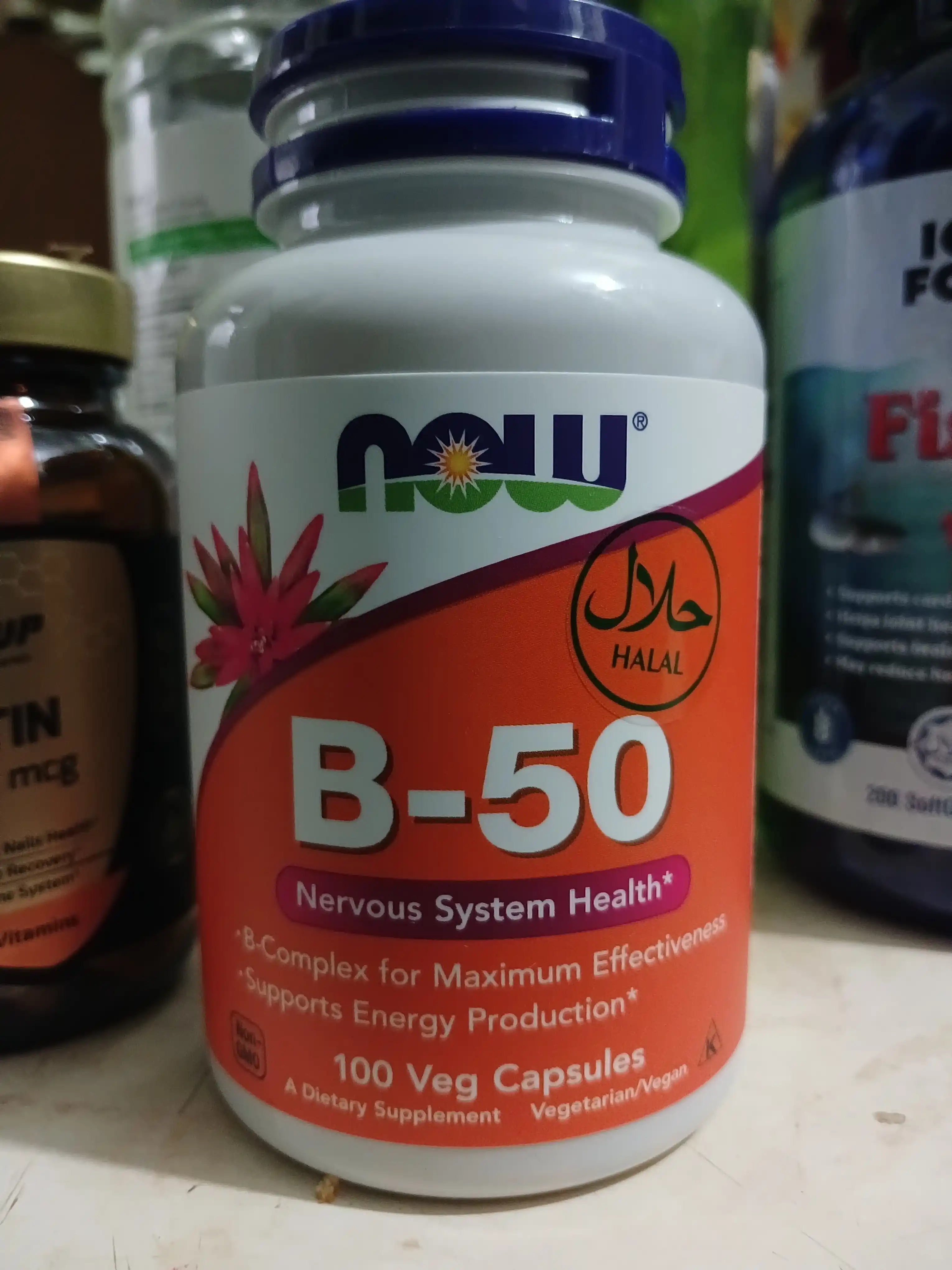 NOW Supplements, Vitamin B-50 mg, asab tizimining salomatligi, Halol