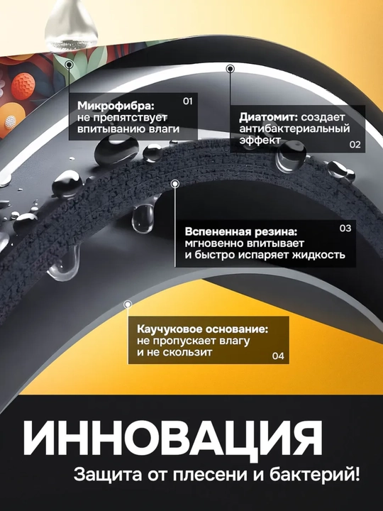 Нескользящие 3D коврики для сушки посуды, резиновые