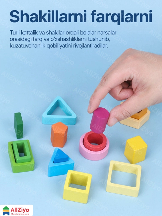 Rivojlantiruvchi o‘yinchoq, bolalar uchun o‘yinchoq — yog‘och pazl, sorter, boshqotirma