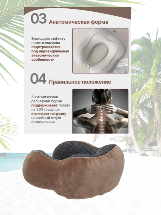 Sayohat va dam olish uchun bo‘yin yostig‘i, samolyot, poyezd va mashina uchun.Memory foam