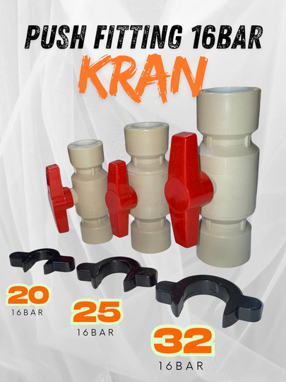 Push fitting kran ventil – 16 bar bardoshliligi - 