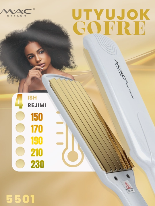 Soch gofre MAC Styler, jingalak qilish, hajm, harorat sozlagich 450F