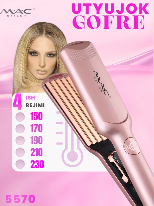 Soch gofre MAC Styler, jingalak qilish, hajm, harorat sozlagich 450F