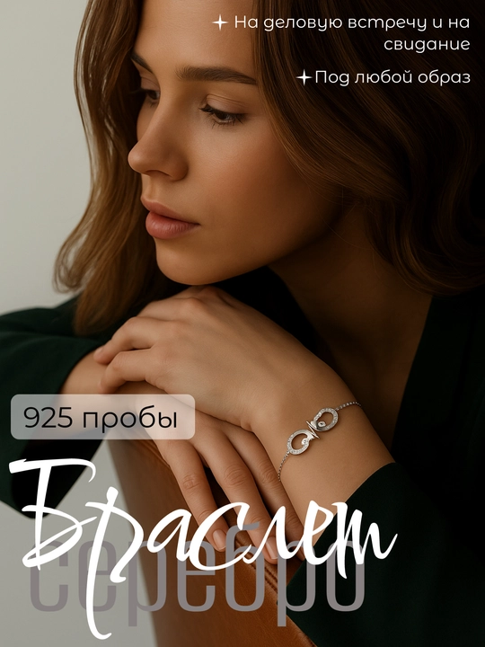 Стильный и изысканный браслет, изготовленный из настоящего серебра 925 проба
