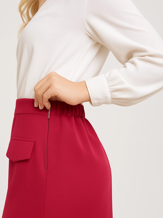 Ayollar midi yubkasi, baland bel, tugmali dizayn, katta o‘lchamlar S–5XL, DEGO
